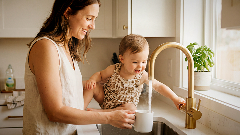 Mother & Baby Using Topia Tap